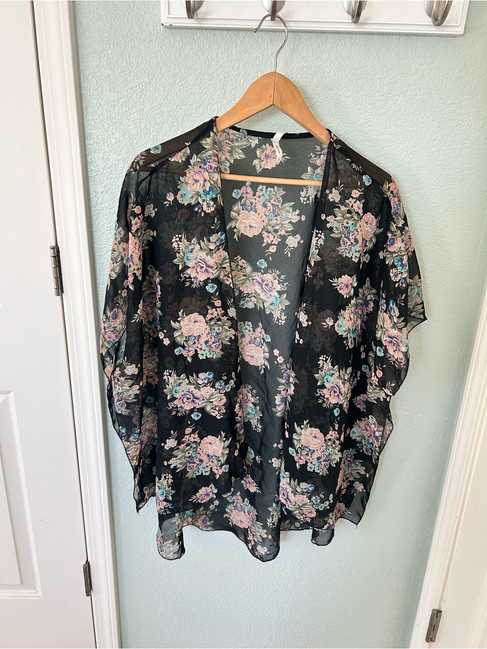 Live 4 Truth Black Sheer Floral Kimono
